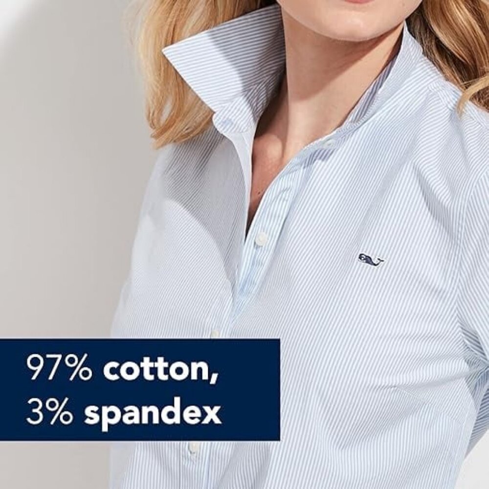 VINEYARD VINES Classic Chilmark Oxford Stripe Shirt Embroidered Whale Logo XL